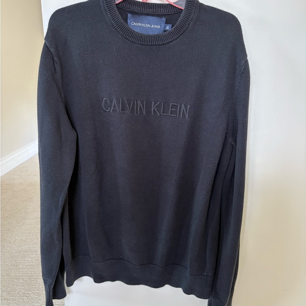 Calvin Klein Men's Black Crewneck Logo Sweater